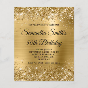 Budget Glittery Gold Glam 50e anniversaire Invitat
