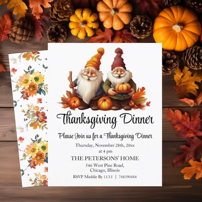Budget Gnomes et Citrouilles Thanksgiving Invitati (Créateur téléchargé)