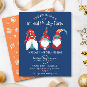 Budget Gnomes Noël Fête Invitation bleu