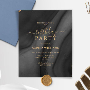 Budget Gold & Black Anniversaire Fête Invitation