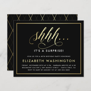 Budget Gold & Black Surprise fête d'anniversaire