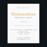 Budget Gold Black Texte Quinceañera Anniversaire I<br><div class="desc">Budget Gold Black Text Quinceañera Anniversaire Invitation. Un rapport qualité/prix inférieur 4, 5 x 5, 6 pouces alternative par défaut à l'option semi-brillant qui est recommandé pour les invitations et est une épaisseur similaire à une carte postale. L'option satin est beaucoup plus mince papier mieux pour les enceintes.</div>