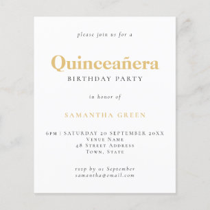 Budget Gold Black Texte Quinceañera Anniversaire I