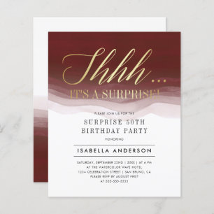 Budget Gold Burgundy Aquarelle Surprise Anniversai