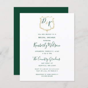 Budget Gold Crest Green Bridal Show Invitation