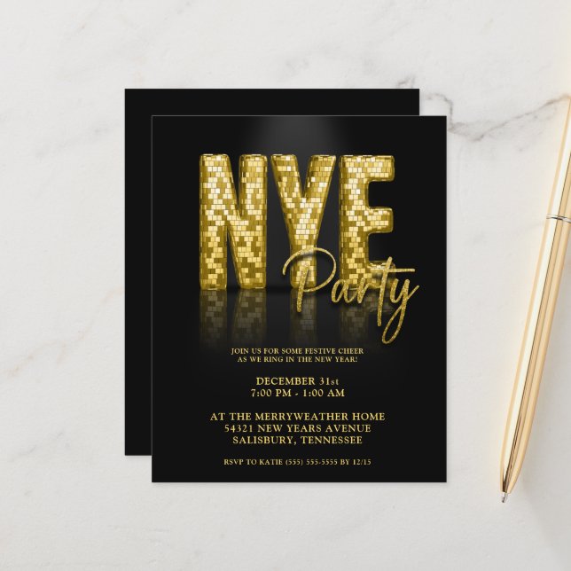 Budget Gold Disco Parties scintillant New Years Ev (Devant/Arrière en situation)