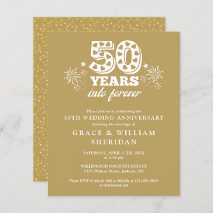 Budget Gold en Forever 50e anniversaire Invitation