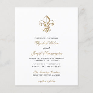 Budget Gold Fleur de Lis Faire-part de mariage