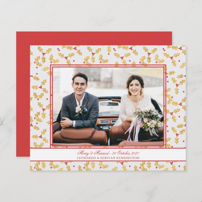 Budget Gold Foil Holly Joyeux Noël Marié (Devant / Derrière)