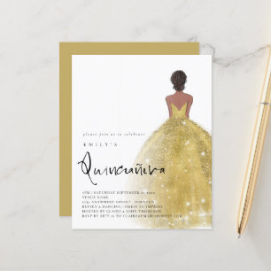 Budget Gold Gown Girl Cheveux foncé QR Quinceañera