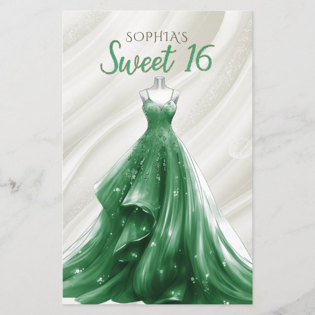Budget Gold Green Robe Sweet 16 Invitation (Devant)