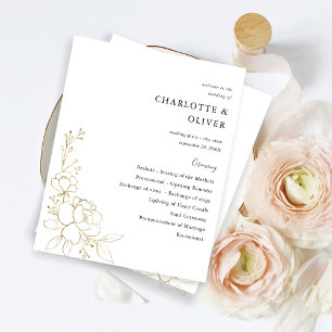 Budget Gold Linal Floral Mariage Cérémonie Program
