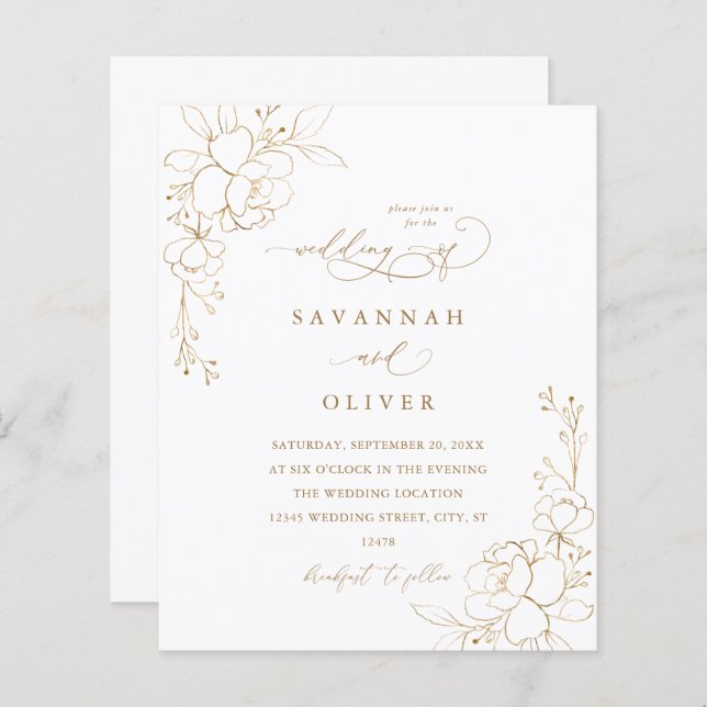 Budget Gold Linal Floral White & Gold Mariage - BK (Devant / Derrière)