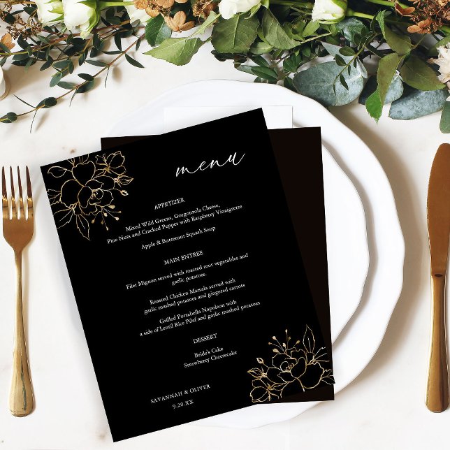Budget Gold Lnd Floral Menu - Noir (Créateur téléchargé)