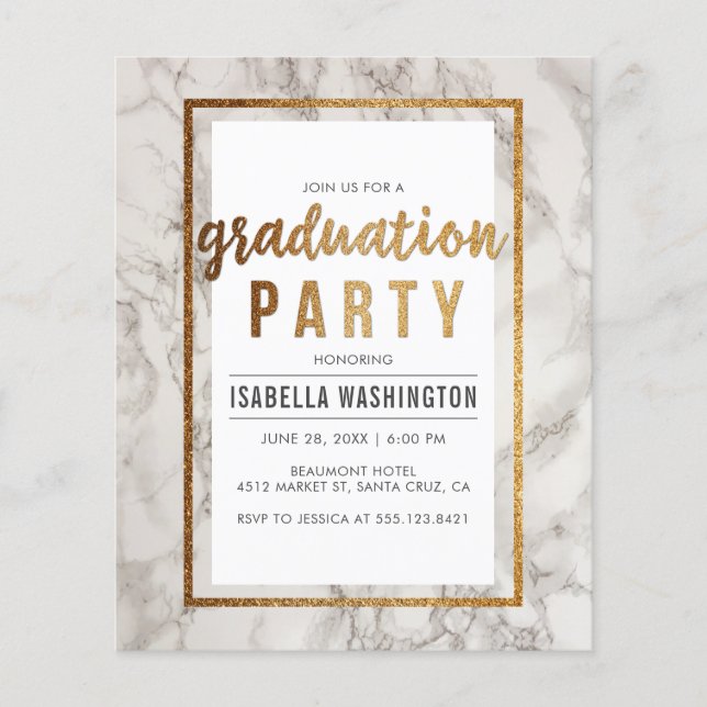 Budget Gold & Marble Typographie Partie de graduat (Devant)