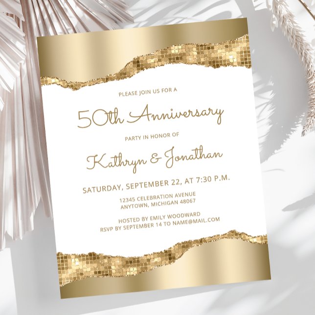 Budget Gold Mirror Foil 50th Anniversary Invite (Créateur téléchargé)