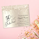 Budget Gold Parties scintillant 50e Anniversaire F<br><div class="desc">Élégante,  chic et économique invitation à la fête du 50e anniversaire avec "50 & Fabulous" écrit en écriture stylisée contre un arrière - plan d'or,  avec la fausse parties scintillant d'or coulant vers le bas.</div>