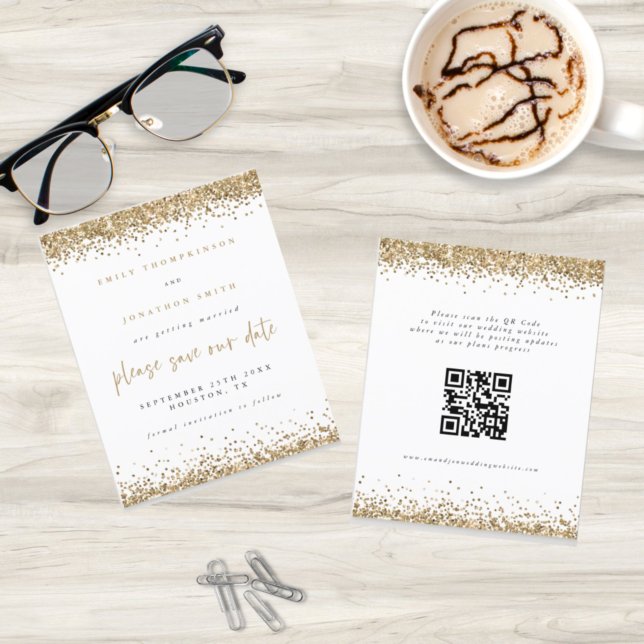 Budget Gold Parties scintillant Mariage QR Code En (Créateur téléchargé)