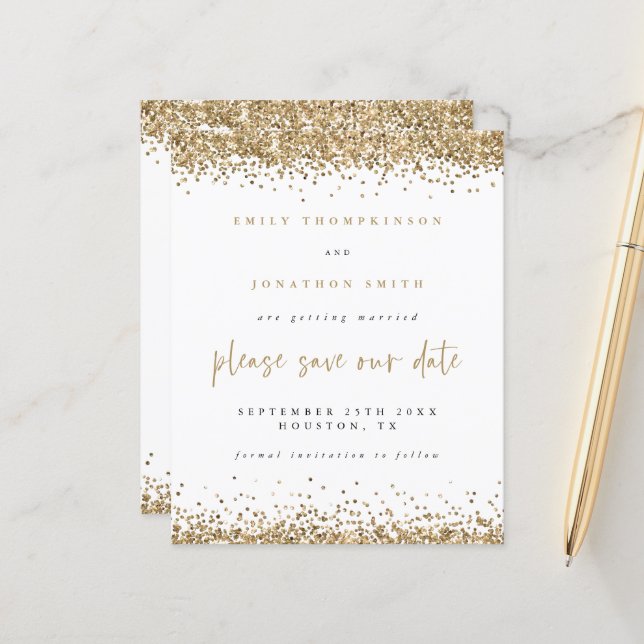 Budget Gold Parties scintillant Script Mariage Enr (Devant/Arrière en situation)