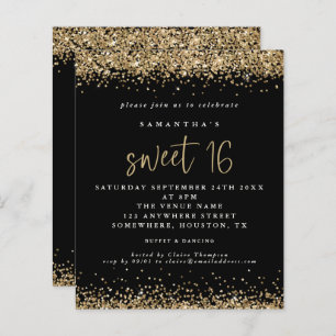 Budget Gold Parties scintillant Sweet 16 Black Bir