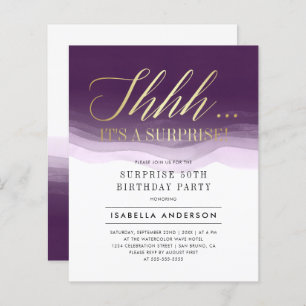 Budget Gold & Purple Aquarelle Surprise Anniversai