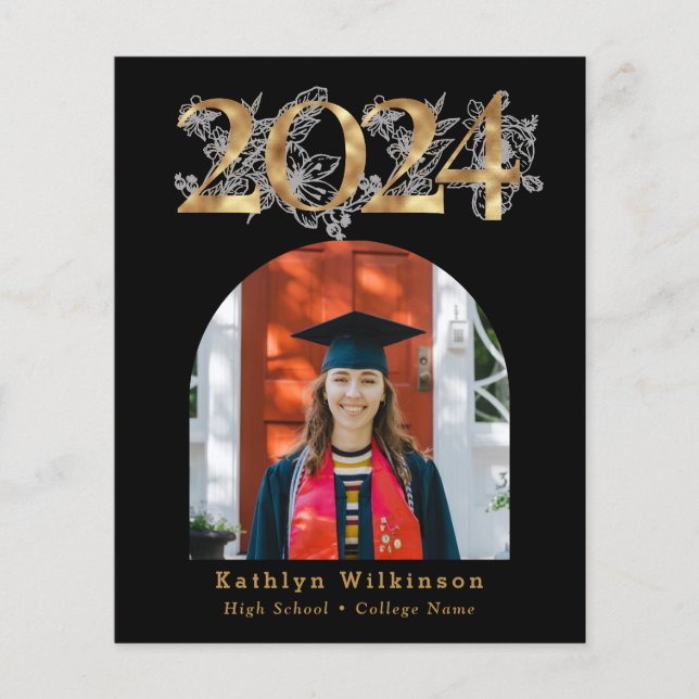 BUDGET Gold Script 5 Photo Graduation Invitation (Devant)