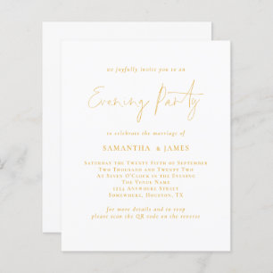 Budget Gold Script QR Soirée de mariage Invitation