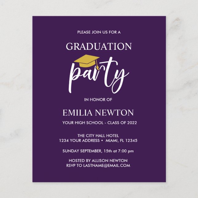 Budget Gold Tassel Graduation Cap Purple Party (Devant)