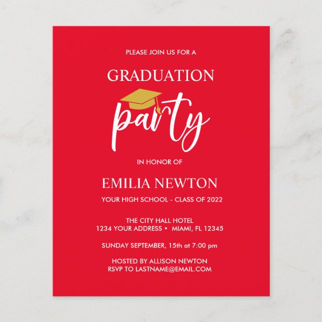 Budget Gold Tassel Graduation Cap rouge partie (Devant)