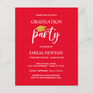 Budget Gold Tassel Graduation Cap rouge partie