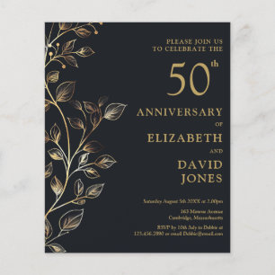 Budget Golden 50e anniversaire Mariage Invitation