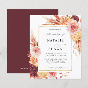 Budget Golden Burgundy Blush rose Mariage floral B