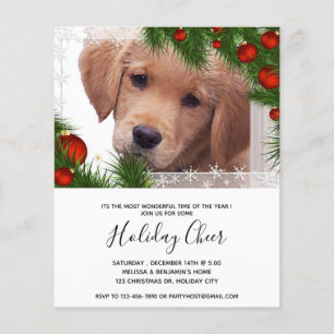 Budget Golden Retriever Dog Christmas Invitation