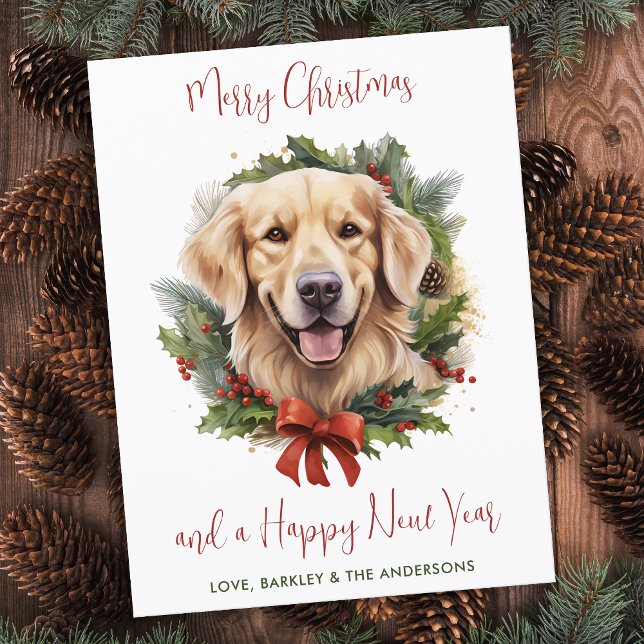 Budget Golden Retriever Dog Joyeuse carte de Noël (Créateur téléchargé)