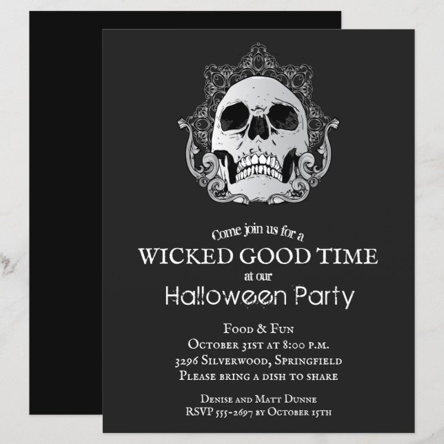 Budget Gothique Halloween Invitations (Devant / Derrière)