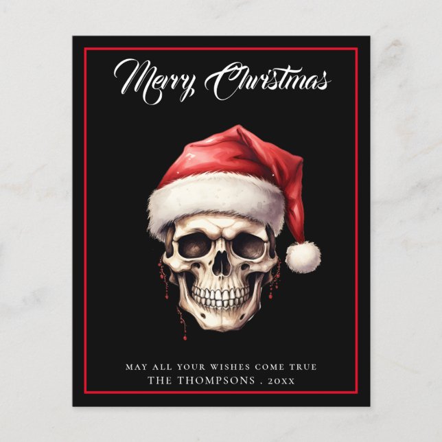 Budget gothique Père Noël Skull Joyeux Noël Carte (Devant)