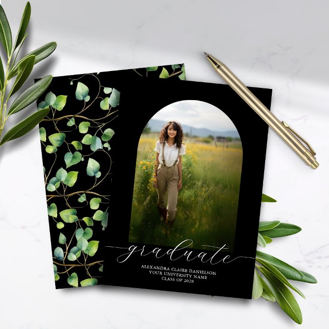 Budget Grad Faire-part Boho Arch Black Ivy Back (Créateur téléchargé)