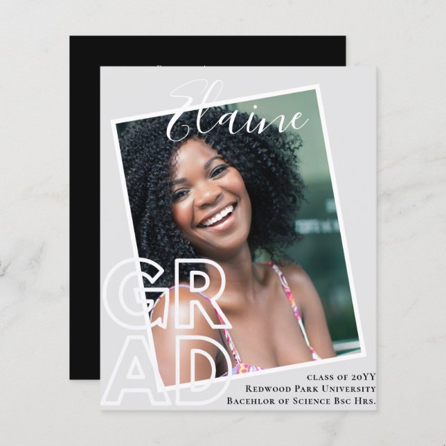 BUDGET Grad PHOTO Faire-part Invitation de Merci (Devant / Derrière)