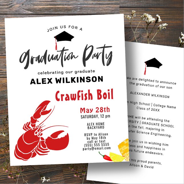 BUDGET Graduation Crawfish Boil Party Invitation (Créateur téléchargé)