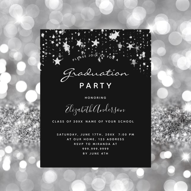 Budget graduation fête noir blanc étoiles 2025 (Créateur téléchargé)