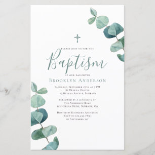 Budget Grande Eucalyptus Baptême Invitation