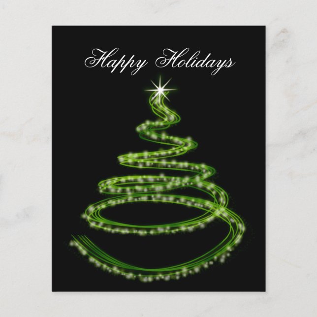 Budget Green Christmas Tree Business Holiday Card (Devant)