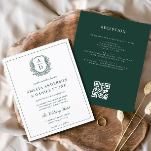 Budget Green Crest Mariage QR Code Invitation