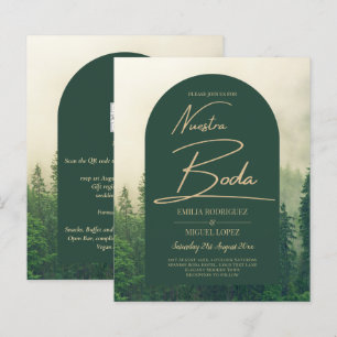 BUDGET Green Forest Pine Trees Mariage BODA INVITA