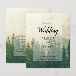BUDGET Green Forest Pine Trees Mariage INVITER