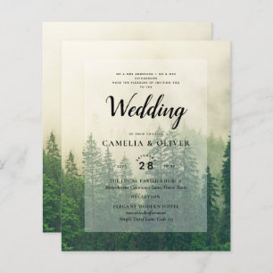 BUDGET Green Forest Pine Trees Mariage INVITER