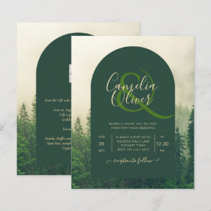 BUDGET Green Forest Pine Trees Mariage INVITER
