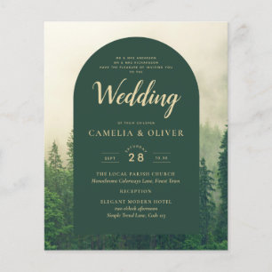BUDGET Green Forest Pine Trees Mariage INVITER