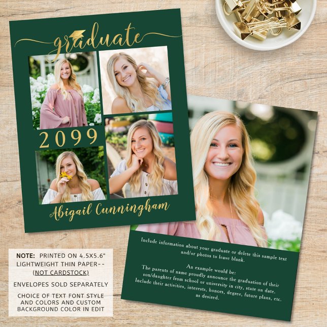 Budget Green Gold 5 Photo Faire-part diplômée (Créateur téléchargé)