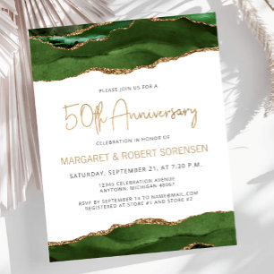 Budget Green Gold Agate 50e Anniversaire Invitatio